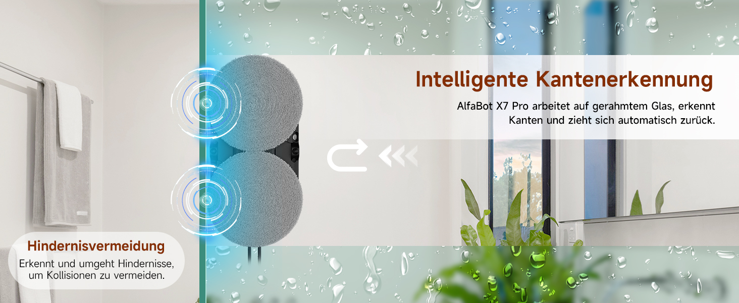 AlfaBot X7 Pro робот для миття вікон з розпилювачем, інтелектуальний мийник скла, великий бак для води, безсмугове очищення для скла, плитки та гладких поверхонь