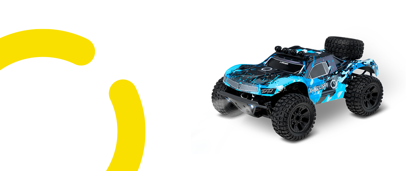 Overmax Hooligan RC 1:10 - Повнопривідний радіокерований автомобіль 35 км/год, 100 м, 2x1800 mAh, IPX5, LED, Металевий привід