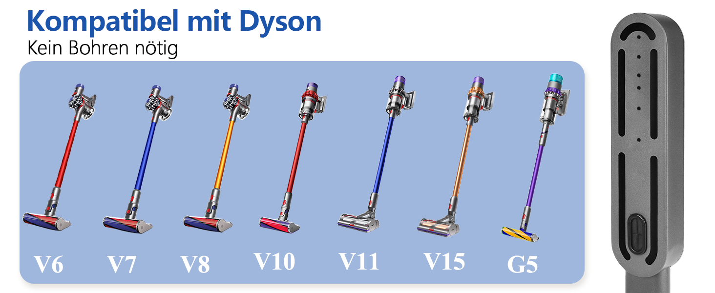 Стійка для пилососа Dyson Gen5 V15 V12 V11 V10 V8 V7 V6 - підлогова, без свердління, з 4 гаками, темно-сіра