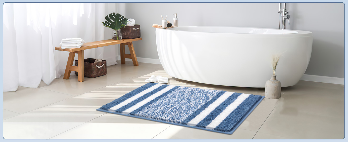 М'який килимок для ванної кімнати Pauwer, комплект з 2 шт., водопоглинаючий, для ванни та туалету, антиковзаючі, можна прати в пральній машині, блакитний, 50 x 80 + 50 x 60 см