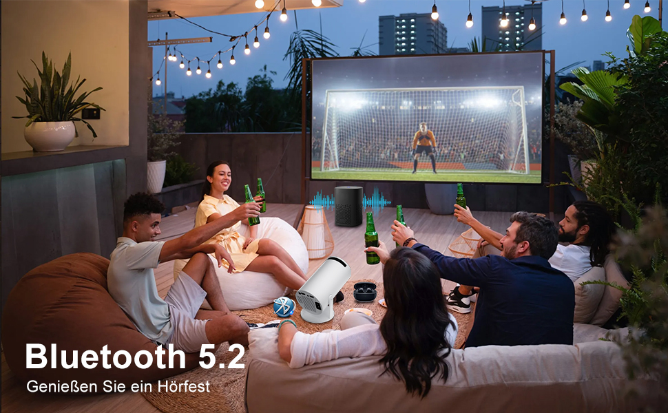 Міні проектор Salange HY300Pro+ 4K з Wi-Fi 6, Bluetooth 5.2 та Android 11.0 для домашнього кінотеатру. Підтримка 180° повороту, сумісний з телефоном, Xbox, ноутбуком, TV Stick, USB. Білий колір.