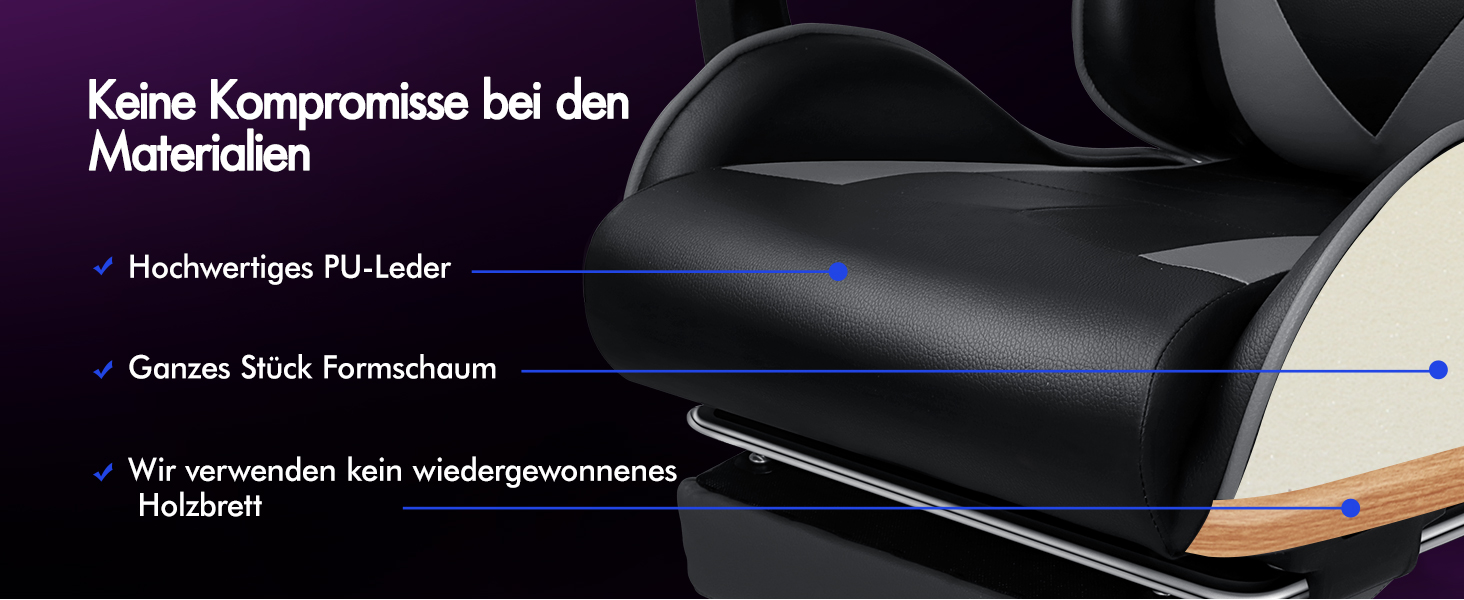 Ігровий крісло ALFORDSON з підніжкою, масажем та регулюванням на 150°, чорний (серія Eryx)