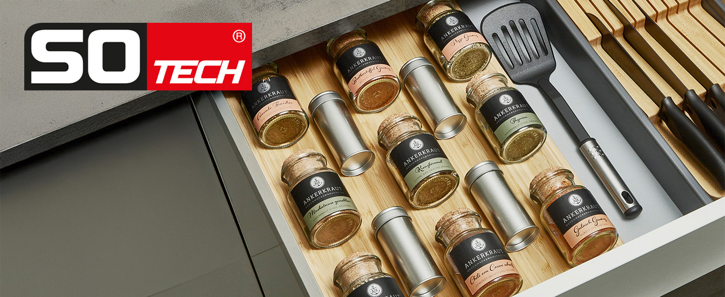 Органайзер для столових приборів Orga-Box 3, бамбуковий вкладиш для спецій, антрацит (473 x 891 мм)