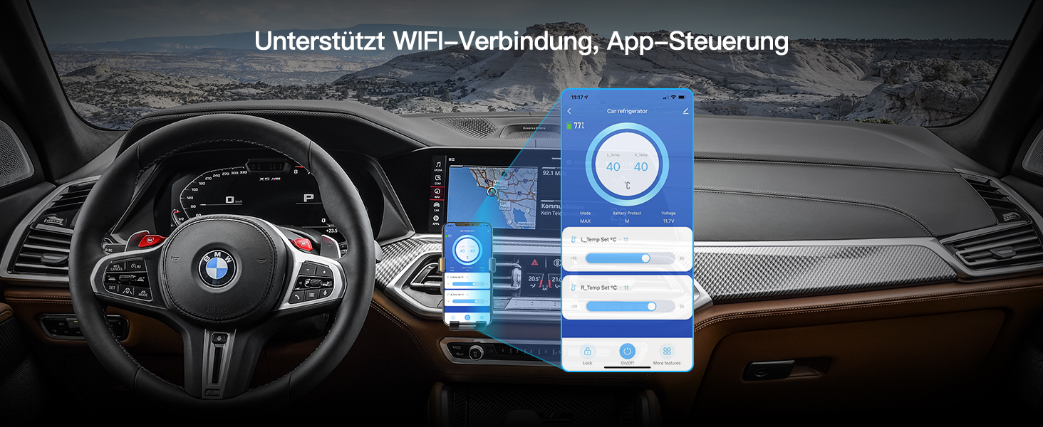Автохолодильник AAOBOSI 90L з компресором, WiFi, USB, 12/24/240V (-20°C) для авто, кемпінгу, човна