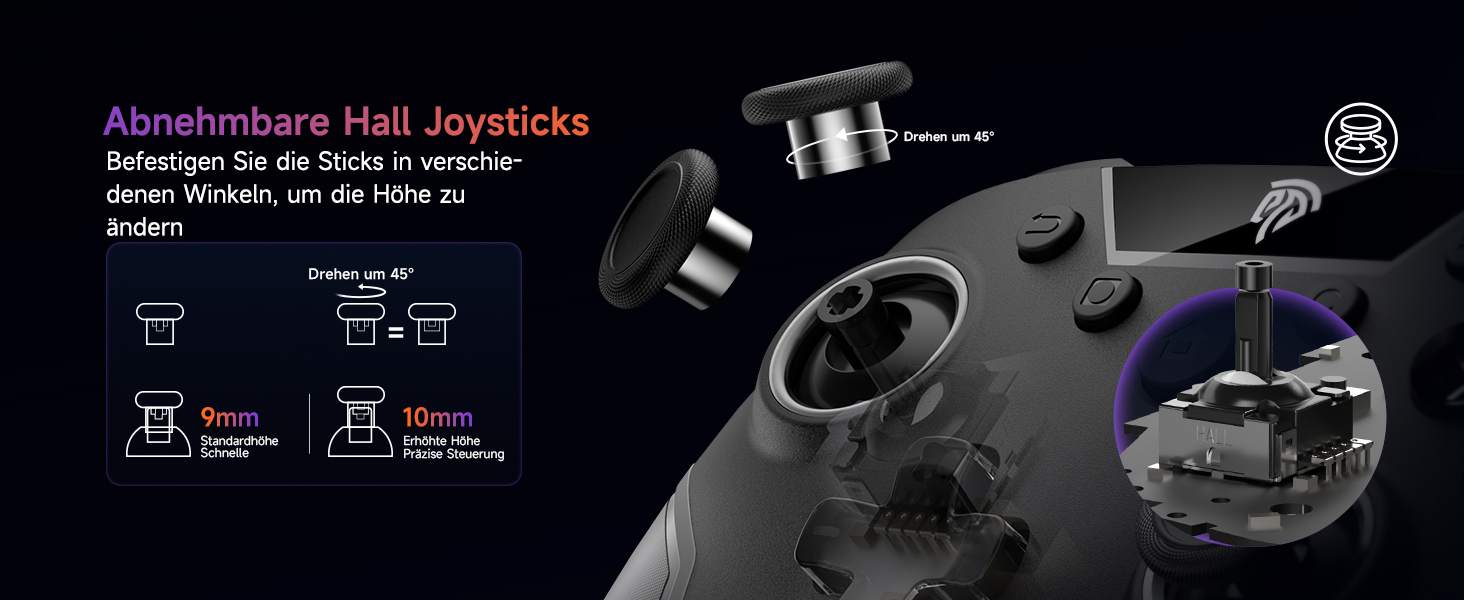 Бездротовий контролер EasySMX X20 з RGB підсвічуванням для PC, Switch, Android. 2 в 1 тригери, знімний джойстик, механічні кнопки, 6-осьовий гіроскоп, білий (чорний)