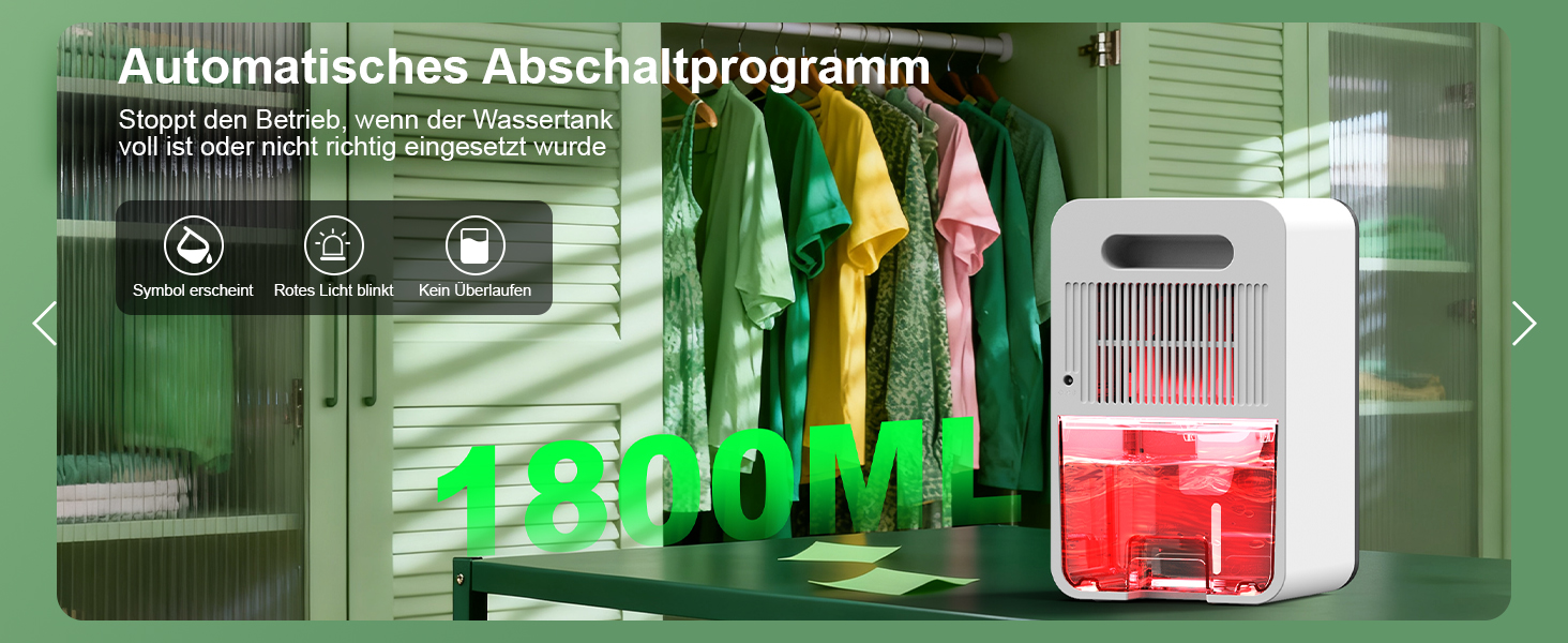 Електричний осушувач повітря 1800 мл з автоматичним відтаненням, таймером та LED-дисплеєм. Підходить для спальні, ванної кімнати та шафи. Продуктивність: 550 мл/24 год.