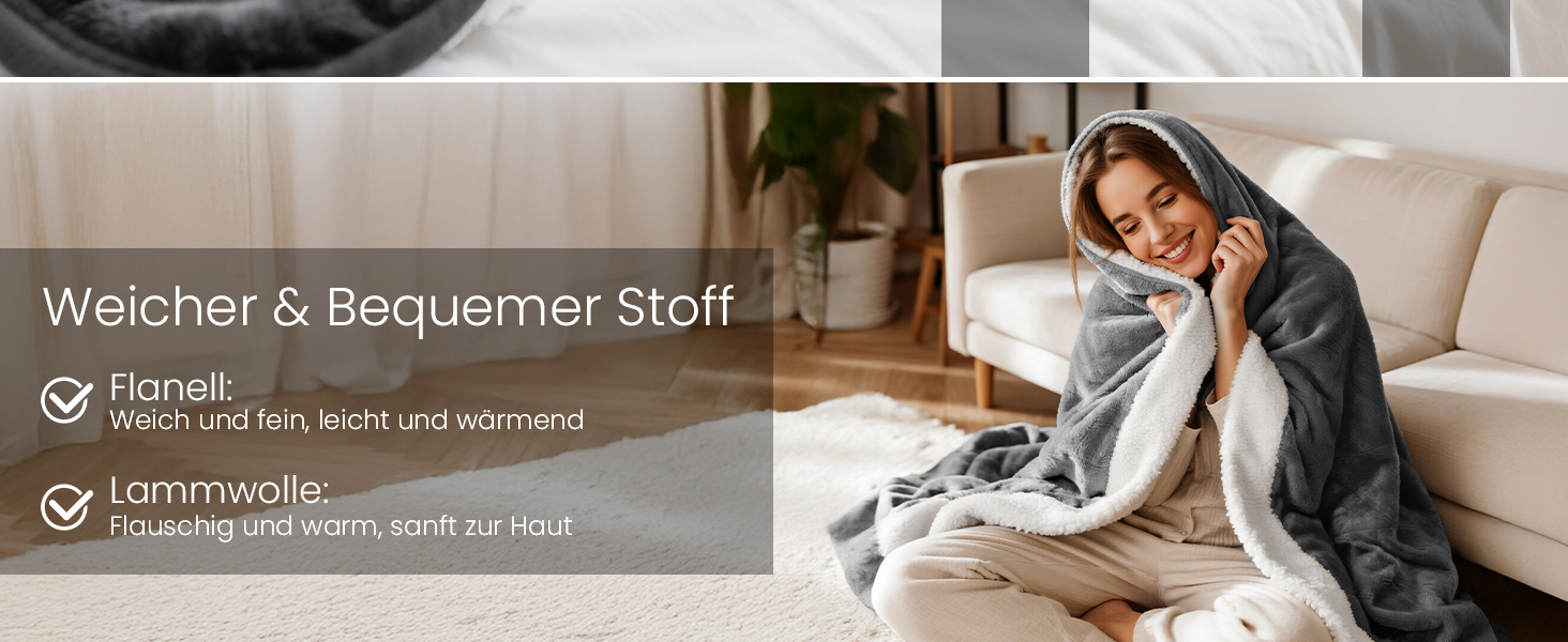 Електрична ковдра Dnenellr XXL 200x180 см з автоматичним вимкненням, 6 режимів нагріву, захист від перегріву, пральна, для ліжка та дивану