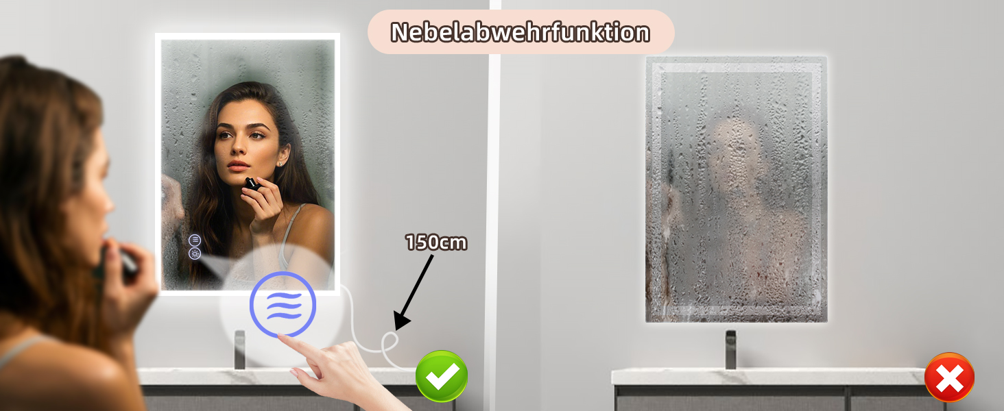 Дзеркало для ванної кімнати Mursche з підсвічуванням, кругле LED дзеркало для ванни, IP44, 60 см, з сенсорною панеллю