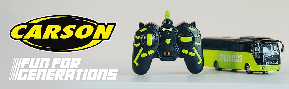 Автобус на радіокеруванні Carson FlixBus 2.4GHz, іграшка для дітей від 8 років, колірний, час роботи до 60 хв