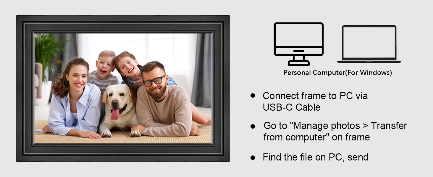 Цифровий фоторамка Lutranstra 10.1 дюйма WiFi, HD IPS сенсорний екран, 32 ГБ, автоматичне обертання, Frameo App (Чорний)