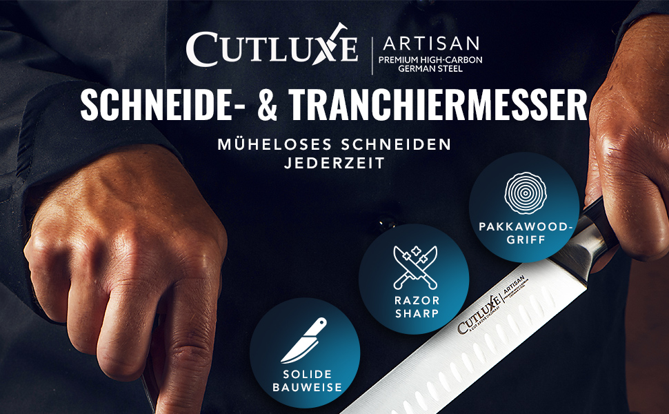 Ніж для шинкових нарізок Cutluxe Artisan – 30 см, з високоякісної сталі, з піхвою
