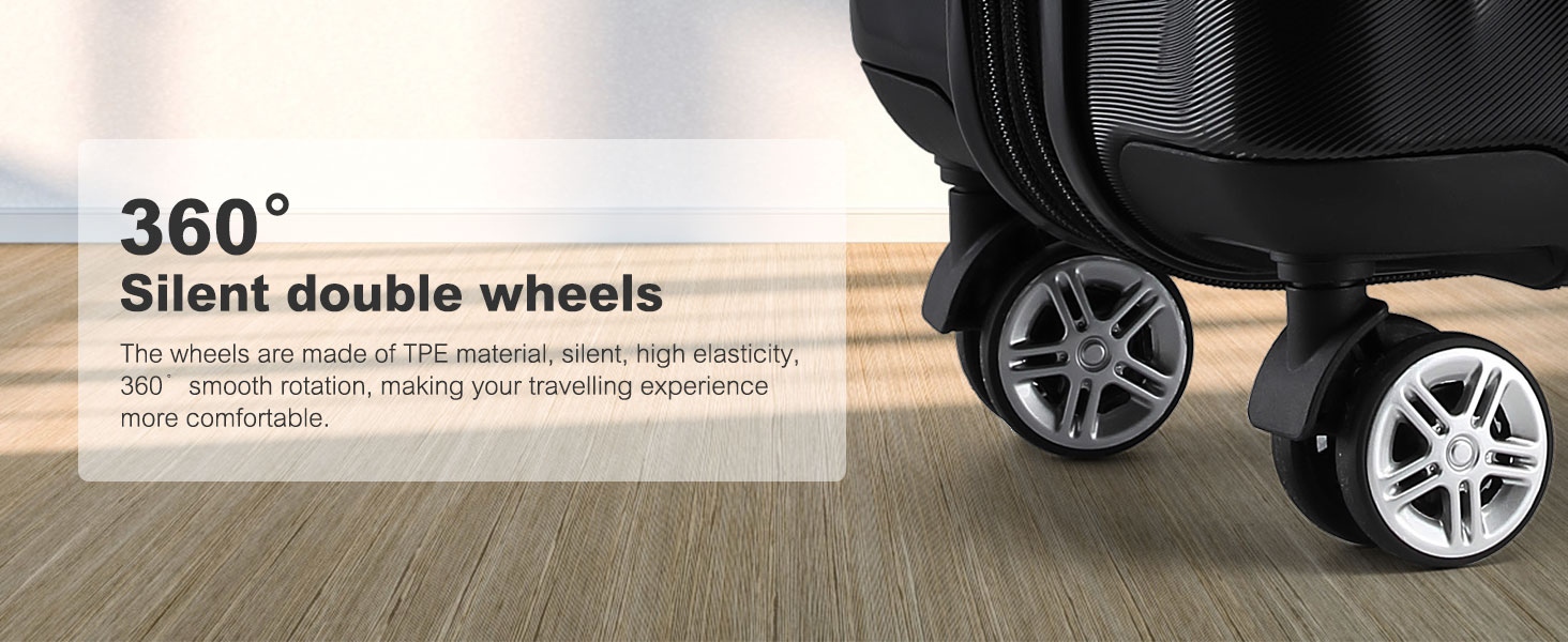 Чемодан KONO Handgepäck Trolley, 55x39x20 см, 37 л, з розширенням, TSA-замок, 4 колеса, чорний