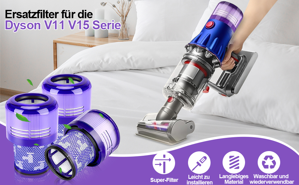 Фільтр для фільтра Dyson Dyson, фільтр Dyson для пилососів фільтра Dyson Slim, абсолют Dyson Slim, змінний фільтр Dyson Dyson Absolute, заміна 971517-01 (V11), 4 шт.