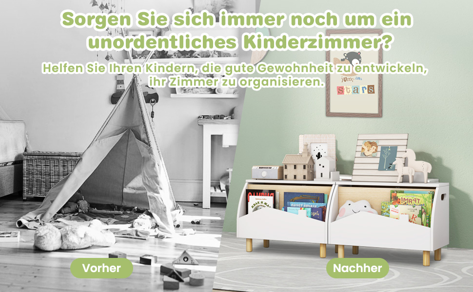 COSTWAY Скринька для іграшок з полицею, дерев'яна іграшковий ящик з кришкою, комод для іграшок, органайзер для дитячої кімнати, 60x30x44 см (Білий)