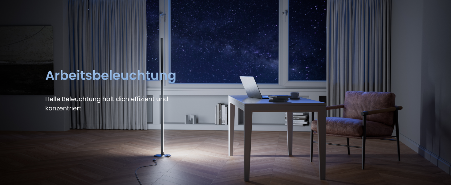 SwitchBot Matter Підлоговий світильник для вітальні та спальні, RGBWW, димування, Apple Home, Alexa, Google Home, керування через APP, музичні та сценні режими, чорний