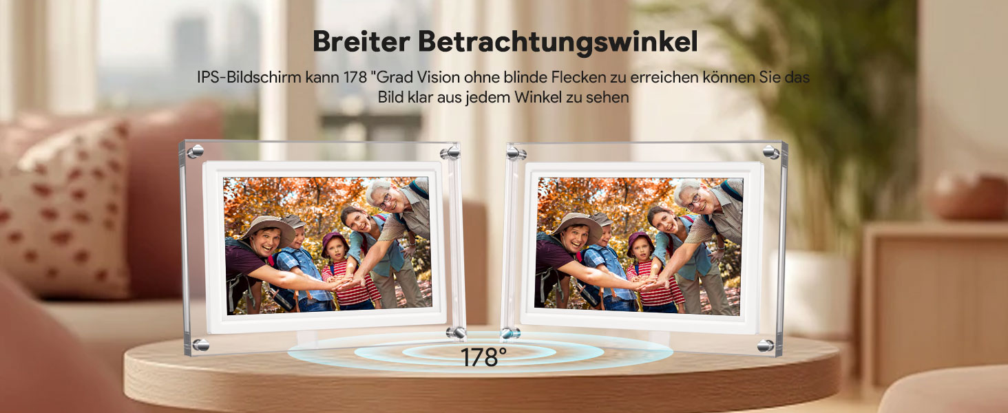 Цифрова фоторамка 15.6 дюймів з Wi-Fi, HD IPS сенсорний екран 1920x1080, 32ГБ пам'яті, підтримка Frameo App, автоматичний поворот зображення