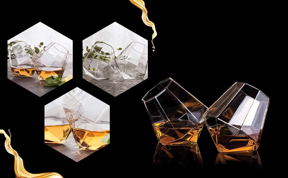 Набір склянок для віскі Diamant Gläser (2 шт), жовті, поворотні, у подарунковій коробці