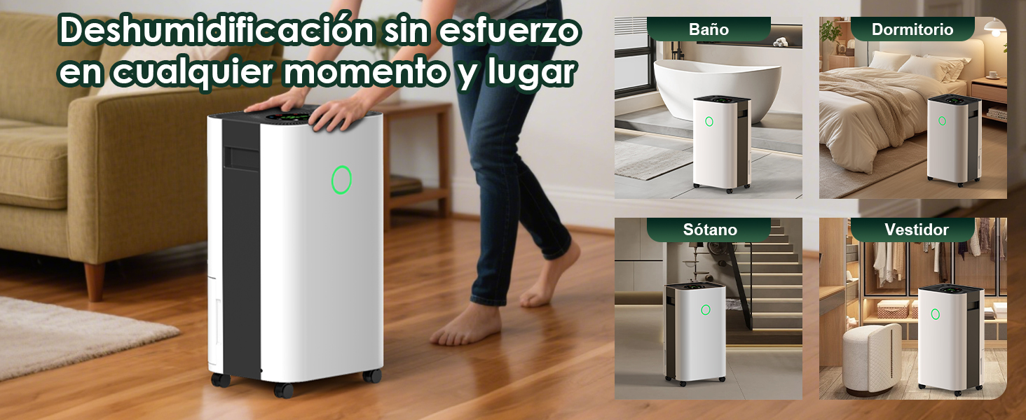 Електричний осушувач повітря 15L, тихий, з таймером 24H, захистом від переливу, дитячим блокуванням, для квартири, підвалу (білий)