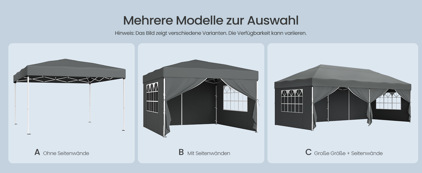 Павільйон SONGMICS 3x3 м, садовий, для відпочинку та заходів, сірий, з 6 боковинами