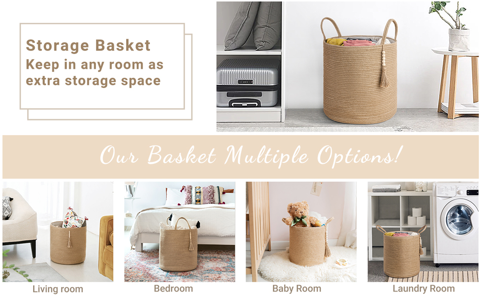 Кошик для білизни Mkono з натурального сизалю, плетений кошик для зберігання речей, коричневий, 40x35 см