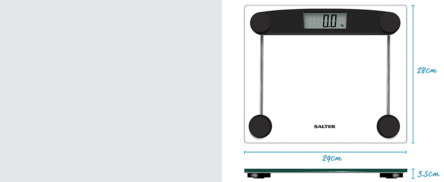 Ваги для ванної скляні Salter 9208 BK3R, цифровий дисплей, гарантія 15 років, крок 50 г, 300x250 мм