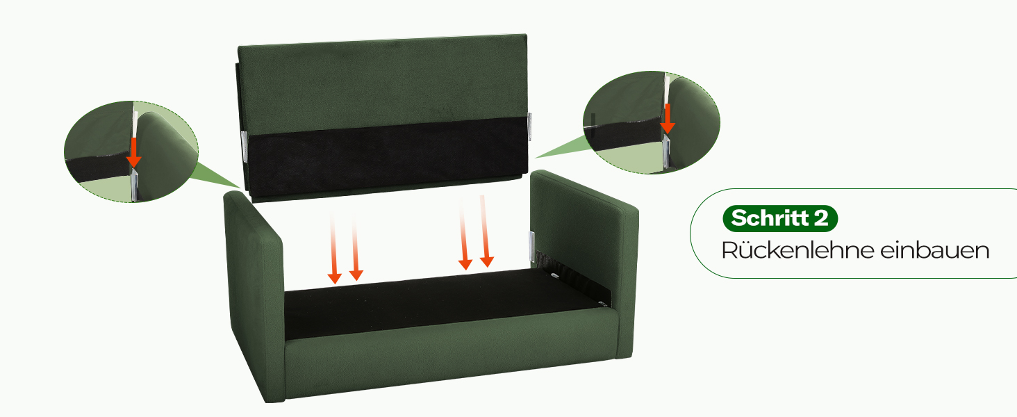 Диван 2-місний, компактний, 130 см, зелений. Зручний диван для підліткової кімнати, легко збирається без інструментів. Дивани з масиву дерева, компактні дивани для вітальні.