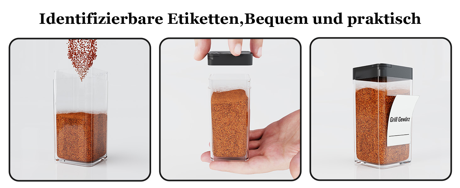 Набір баночок для спецій кутовий 12 шт. 120 мл з кришкою, чорний, з дозатором та 120 етикетками