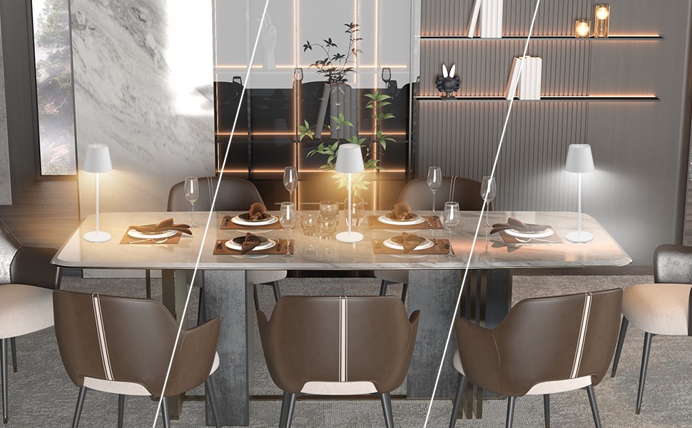 LED-лампа K-Bright 2 шт. з регулюванням яскравості, акумуляторна, бездротова, перезаряджувана, 3000K/4000K/6000K, три колірні температури, USB-C, IP54, вологостійка, білий колір