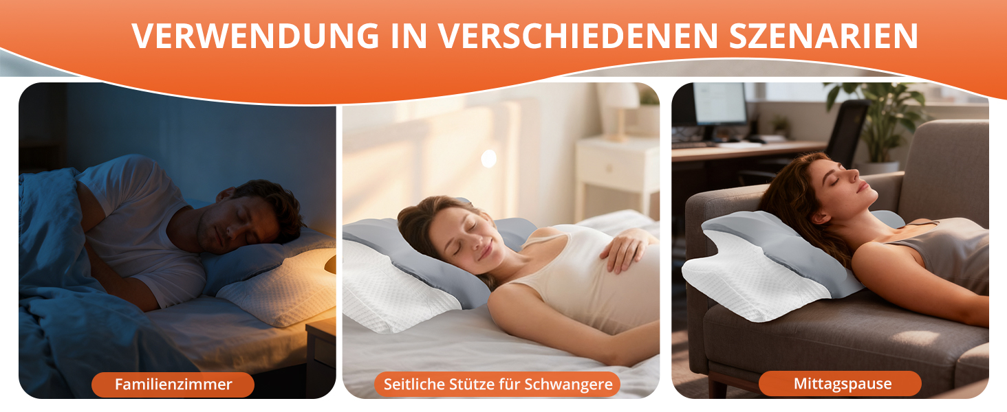 Ортопедична подушка FUNYKICH з піною з пам'яті, сірого кольору, з двома рівнями висоти (11/13 см), дихаюча та пральна, для комфортного сну на боці, спині та животі