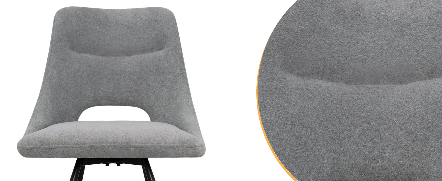 LEWE Комплект з 6 обертових стільців для їдальні, кухонних, вітальні та спальні, ергономічні, без підлокітників, з тканини кашемір (сірий)