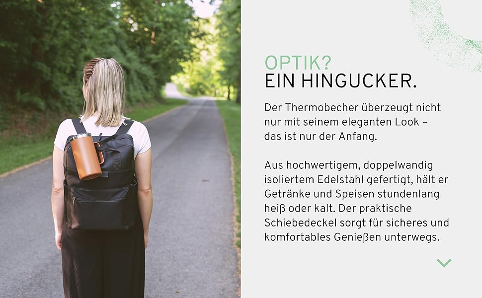 Термокружка 'Neri' 600 мл, нержавіюча сталь, подвійні стінки, вакуумна ізоляція, для кави з собою, BPA-Free, з кришкою-ковзанням, миється в посудомийній машині (Турквіс/Коричневий)