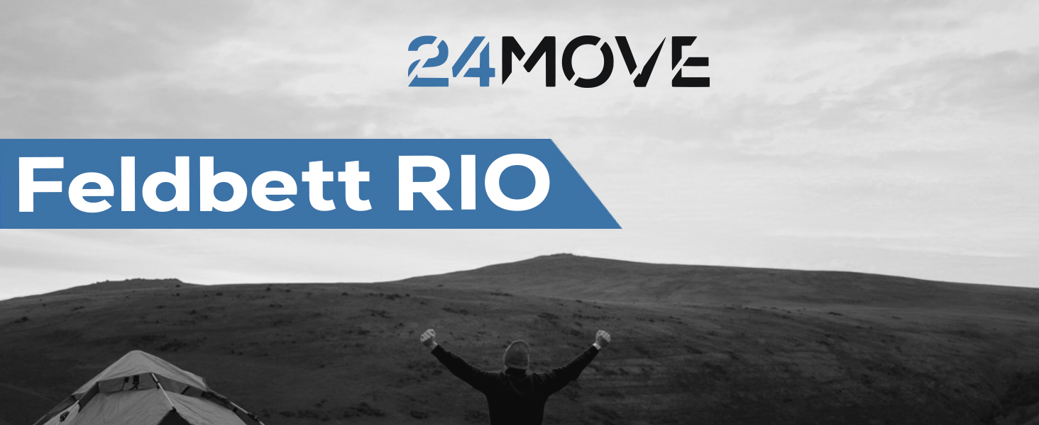 Складане кемпінгове ліжко 24MOVE® для відпочинку на природі та вдома, витримує до 200 кг, 210x72x45 см, чорне, з сумкою для перенесення