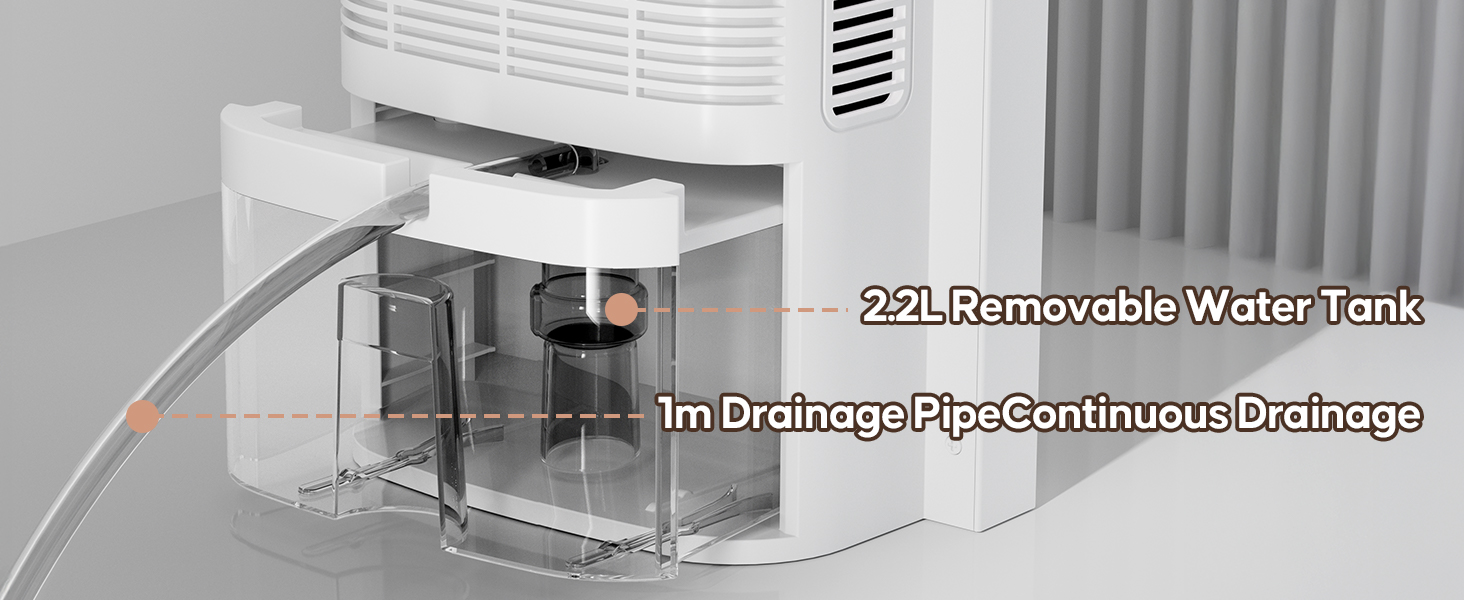 Електричний осушувач повітря 2200 мл з пульт дистанційного керування та LED дисплеєм, тихий (＜30dB), автовимкнення, таймер 24 год, режим сну для спальні, ванної кімнати, підвалу до 25㎡