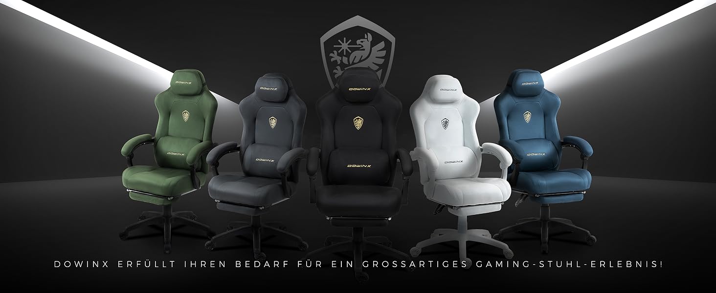 Ігровий крісло Dowinx з масажною поперековою подушкою, регульованою підголівником, потовщеним сидінням, висувною підніжкою, регульованими підлокітниками, мікрофібровим велюром, нахилом 160°, чорне