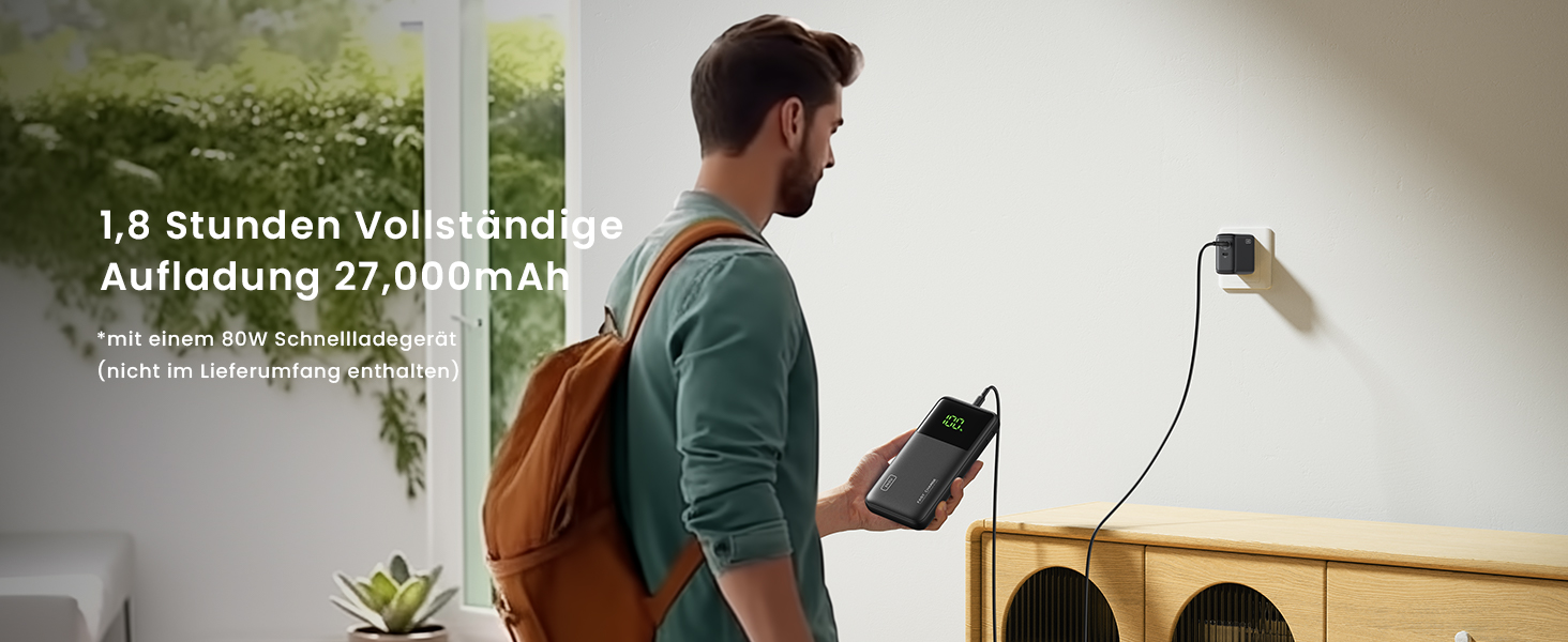 Power Bank INIU 27000mAh 140W: зарядний пристрій для телефону та ноутбука, сумісний з MacBook Pro, Steam Deck, iPhone (17, 16, 15, 14, 13, 12 Pro), Samsung S23, iPad та ін. Чорний