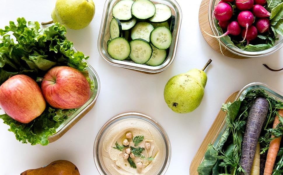 Набір контейнерів для зберігання продуктів Glas, 18 частин (9 контейнерів, 9 кришок), BPA-free, безпечні для миття в посудомийній машині, мікрохвильовій печі та морозильній камері, виготовлені з скла, блакитні