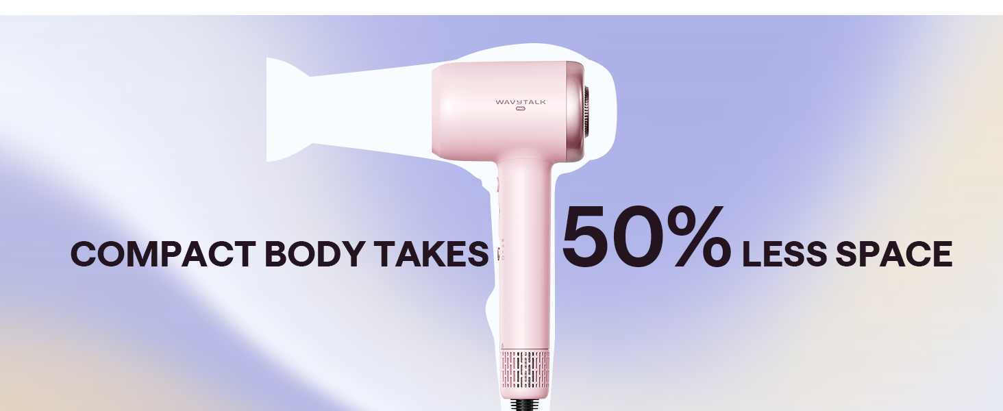 Високошвидкісний фен для волосся Wavytalk TURBLOW PRO з дифузором, 110 000 об/хв, з іонною функцією для зменшення пошкоджень та гладкості, Рожевий