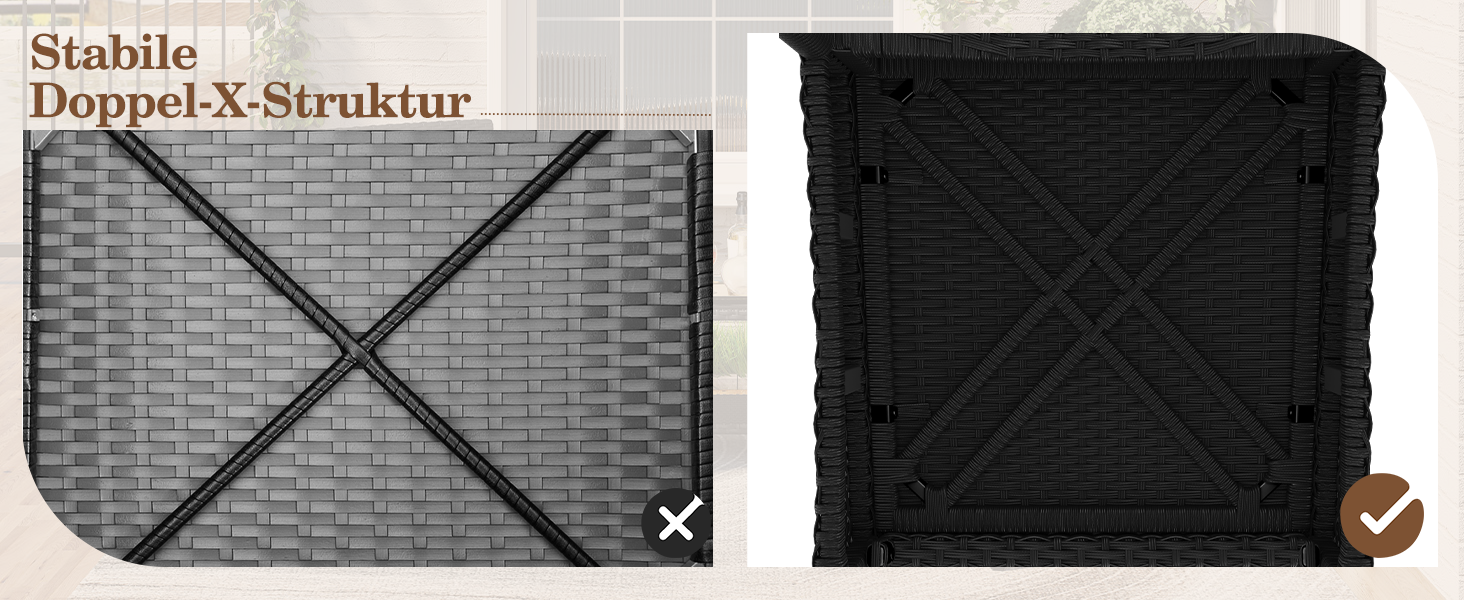 Набір садових меблів Yaheetech з ротангу для балкона та тераси: 2 крісла, 2 пуфи, столик - чорний та бежевий