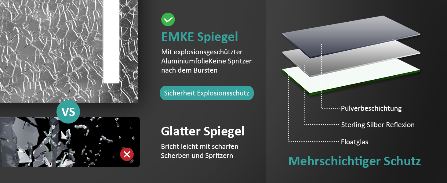 Дзеркало для ванної кімнати EMKE з підсвічуванням 60x80 см, 2 кольори світла, антизапарник, вимикач-кришка, IP44, енергозберігаюче LED, 60L x 80B см
