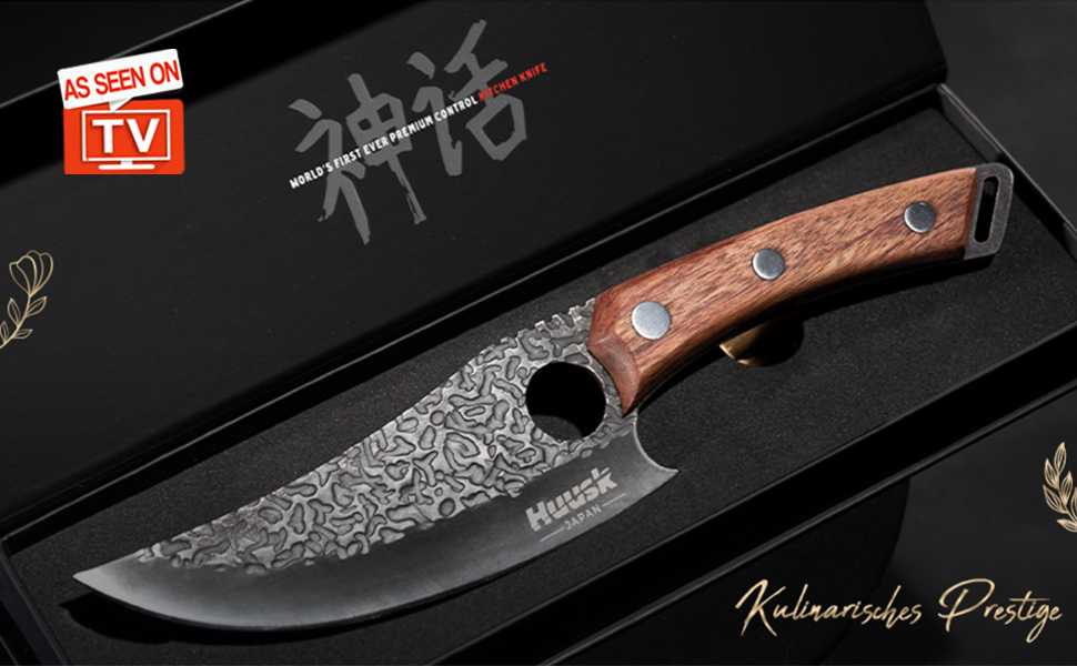 Японський ніж Huusk Kochmesser: професійний кухонний ніж для нарізки та подрібнення, оригінальна японська сталь, висока гострота
