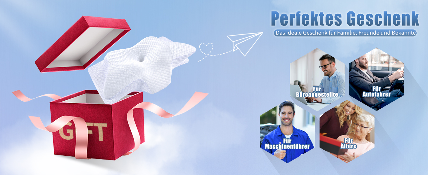 Подушка для шиї Saheyer з піною з пам'яті, ортопедична, для тих, хто спить на боці, покращує якість сну, 70 x 40 x 15/12 см, з чохлом, білий+карбоново-сірий