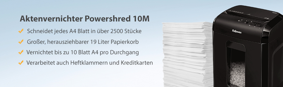 Шредер Fellowes Microcut P5: знищення 2000+ частинок/A4, 10 аркушів, 19л контейнер, безпечний, чорний