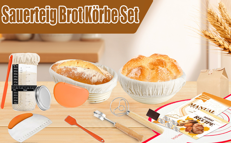 Набір для розпирання хліба (10 шт.), 23 см, для закваски, з лопаткою та лімі, аксесуари для випічки, для початківців