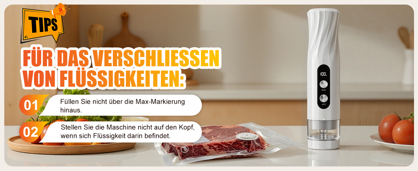 Вакууматор Babacom портативний з резервуаром для води, потужність 60кПа, автоматичний вакуумний пакувальник з пульс-функцією для делікатних продуктів, 20 багаторазових пакетів у комплекті