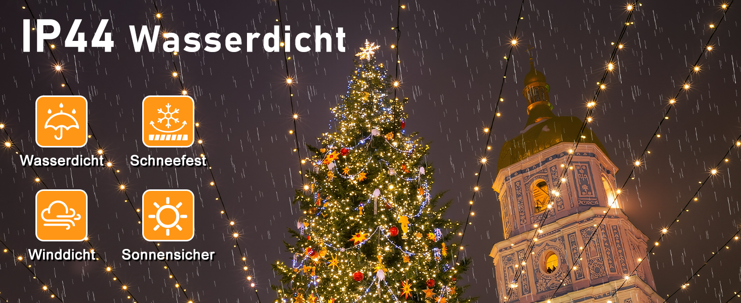 Гірлянда світлодіодна 40м, 400 LED, для прикраси ялинки та декору, вологостійка, з пультом, таймером, димуванням, теплий білий колір, для дому та саду