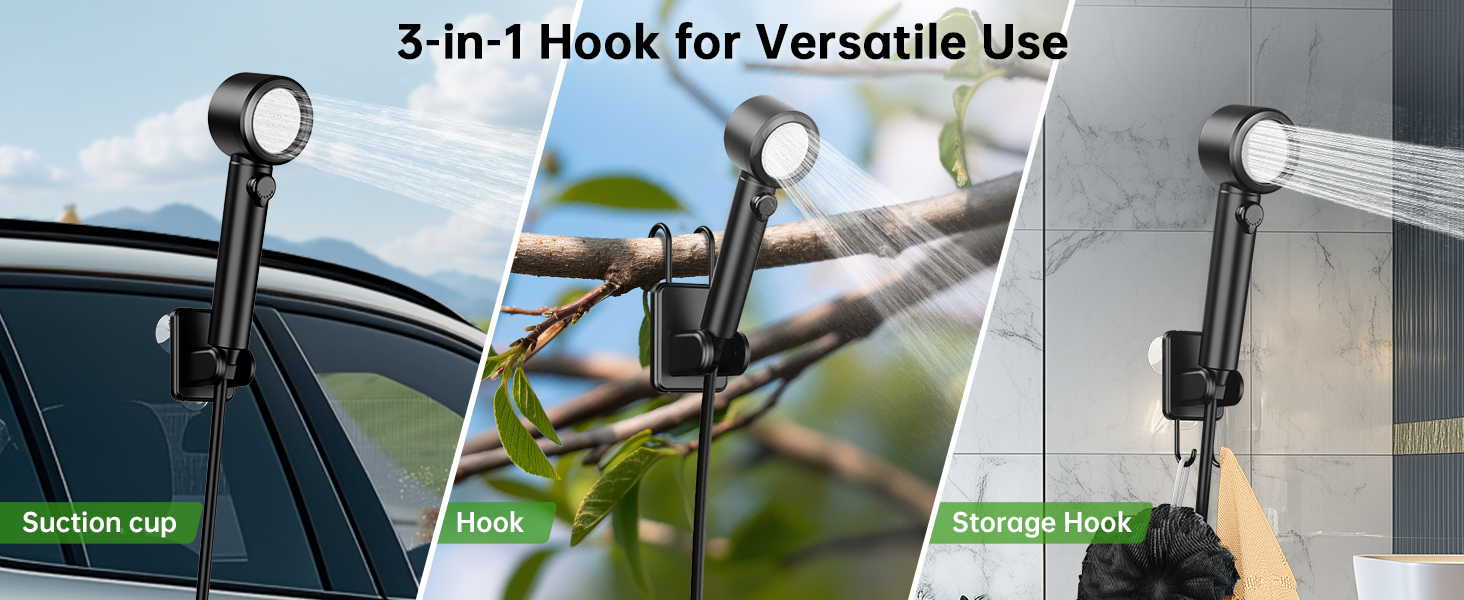 Митрікс Портативна душова система для кемпінгу: 10 л/хв, акумулятор 7800mAh, 4 режими, IPX8, для подорожей, автомийки, чорна