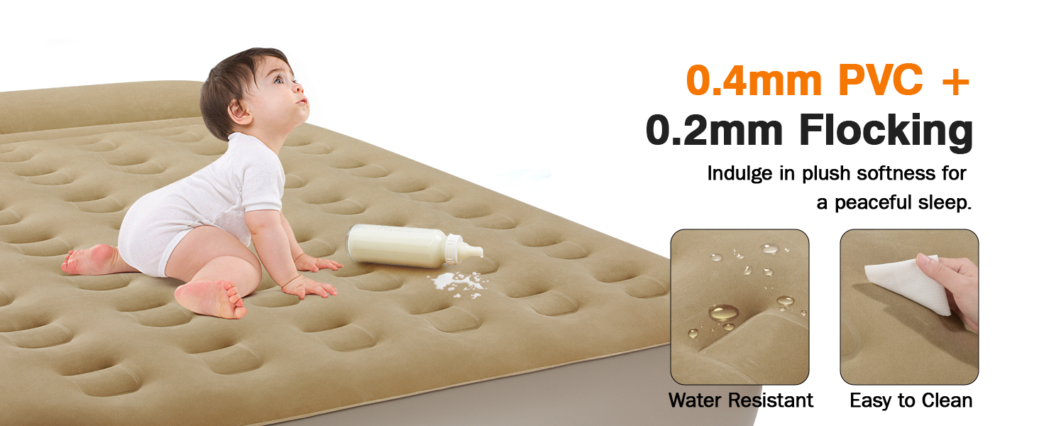 Надувне ліжко Lewondr на 2 особи з вбудованим насосом, 203x152x33 см. З подушкою, самонадувне, для кемпінгу, дому, гостей, подорожей (250 кг MAX), кольору хакі