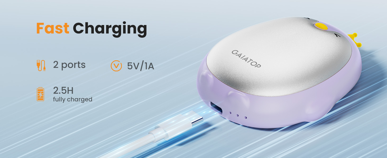 Електричні грілки для рук Gaiatop (2 шт) з 3 режимами нагріву, магнітні, портативні, багаторазові. Ідеальні для кемпінгу, піших прогулянок, полювання. Подарунок для жінок та чоловіків (фіолетові)