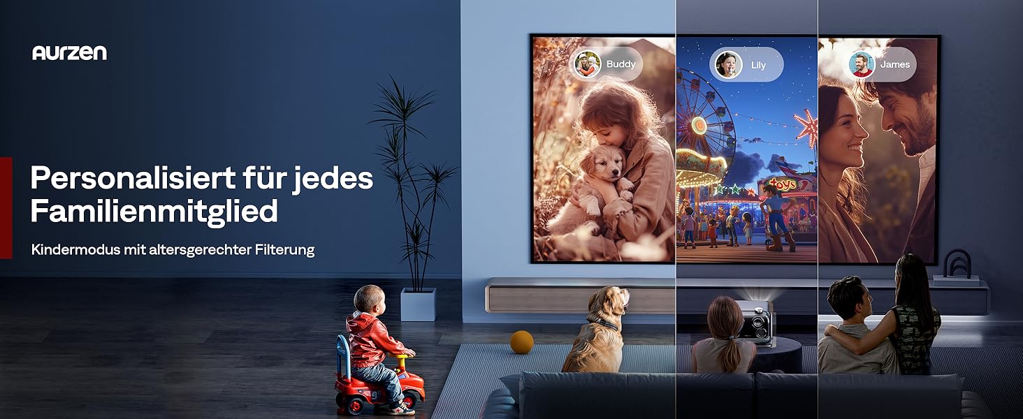 Проектор Aurzen Boom Mini 4-в-1 з Google TV, 4K, 20W Dolby Audio, Wi-Fi, Bluetooth, для дому та на вулицю, автоматичне фокусування, корекція трапецеїдальних спотворень, 500 ANSI люмен (Чорний)