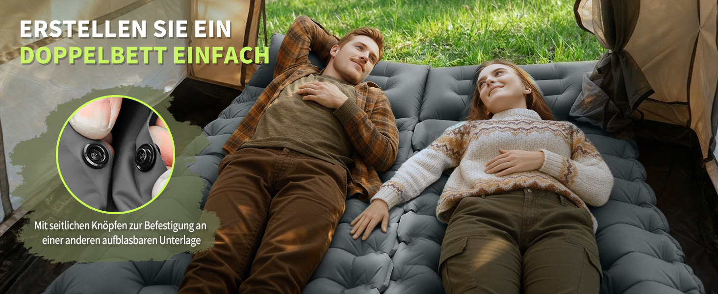 Надувний кемпінговий килимок Yuzonc Isomatte з вбудованим насосом та подушкою, компактний легкий матрац для походу та пляжу (Сірий)